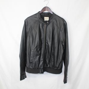 Old Navy Black Faux Leather Bomber Jacket